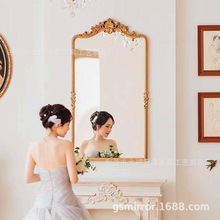 复古镜子全身镜挂墙法式穿衣镜客厅衣帽间家用落地镜手工大梳妆镜