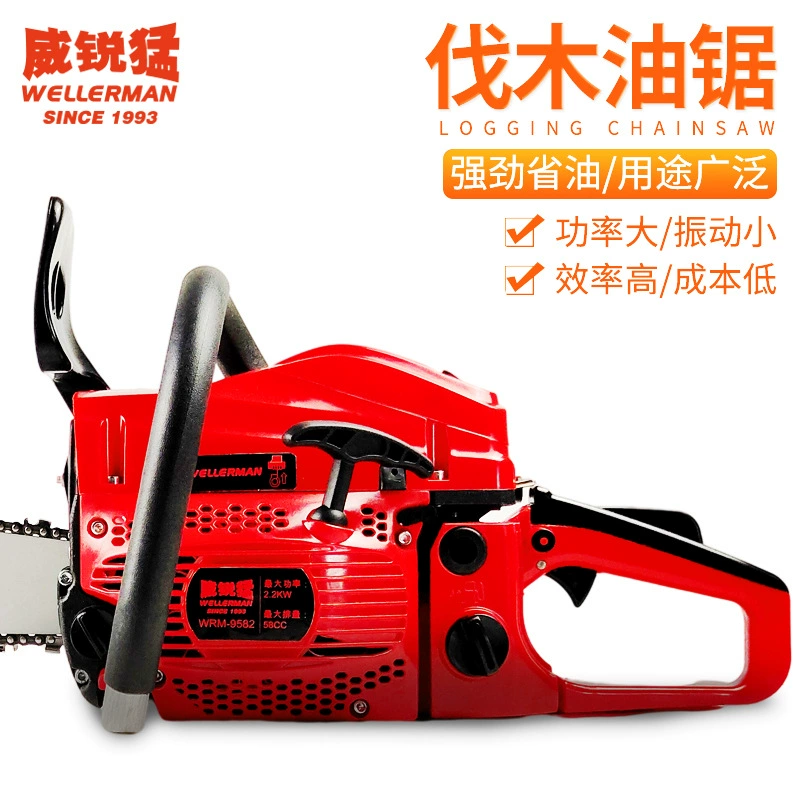 Weirimeng новая двухтактная цепная пила высокой мощности 58CC, каротажная пила, 20-дюймовая направляющая пластина, бытовая садовая бензиновая пила