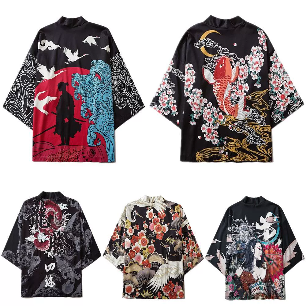 Китайский ветер сказочный журавль Дао одеяние дракона тотем укиё-э плащ национальный прилив летний кардиган с рукавами купальный халат оптом
