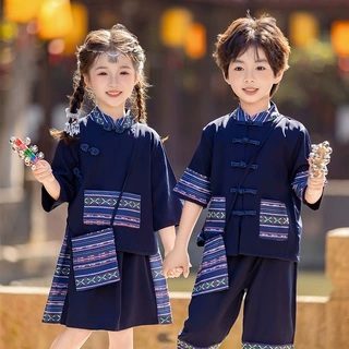 三月三儿童套装女童汉服男童2025新款演出服广西壮族少数民族服