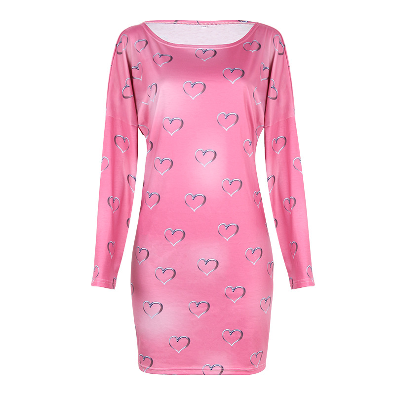 printing long-sleeved casual dress NSKX36797