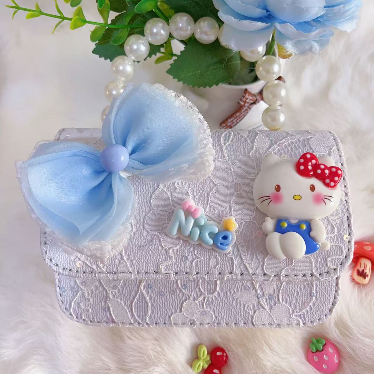 Bagos de hombro para niños primavera y verano frescos bolsos de perlas para niñas Aisha pequeña princesa bolsos de mochila de estilo extranjero