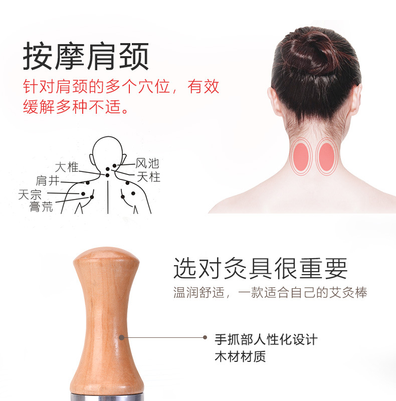 Jade Moxa Roller Stick Handheld Warming Facial Massage Tool Stainless Steel Purple Jade Moxibustion Bar specifications