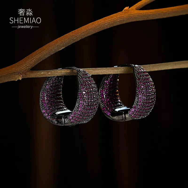 欧美跨境个性几何圆圈耳环重工奢华小众设计感耳扣轻奢高级感耳饰