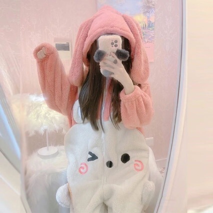 2026 new cute rabbit autumn and winter fleece-lined coral one-piece pajamas winter one-piece home wear for petite figures 2026 new cute rabbit autumn and winter fleece-lined coral one-piece pajamas winter one-piece home wear for petite figures