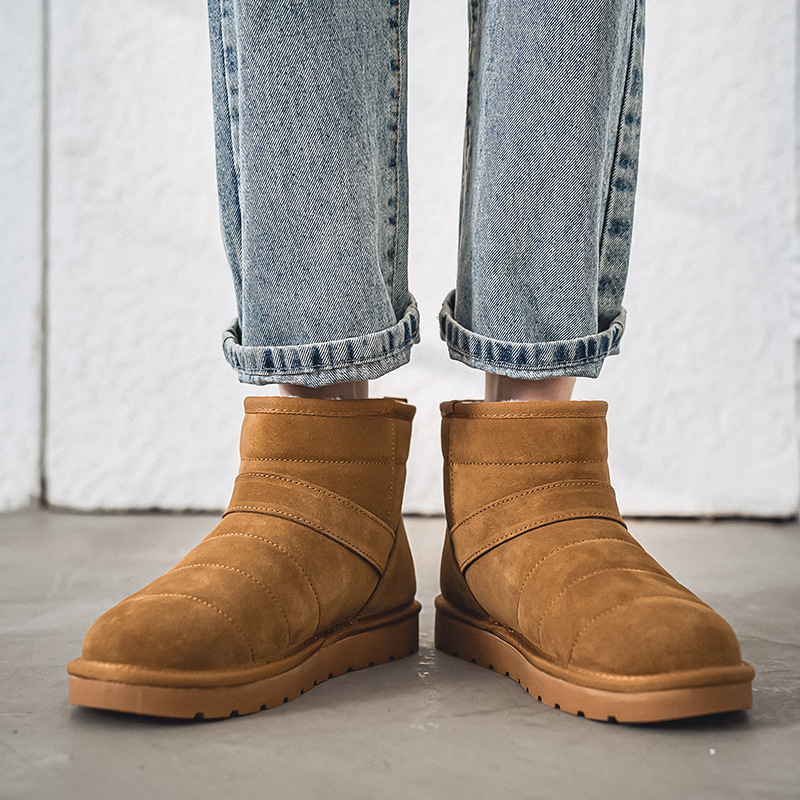Snowy boots for men in 2024 winter, bread Northeast men's plush insulation, thick anti slip shoes, large cotton shoes_voghion.com