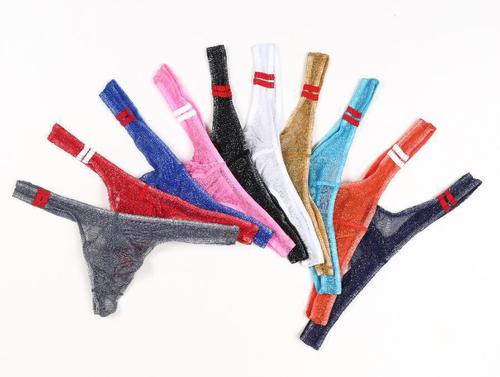 European and American Foreign Trade GAY Men's Underwear European and American Transparent Fine Mesh Baggy Low Waist Y-Strap T Pant Big Size E079 