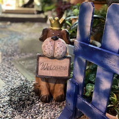 VHM7批發比如樹│做舊復古可愛歡迎狗動物擺件花園小品 景觀庭院