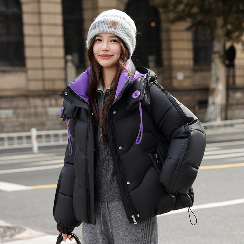 Comercio exterior 2025 invierno explosivo nuevo tipo de mujer corto con capuzas algodón moda coreana gruesa abrigo de pan cálido