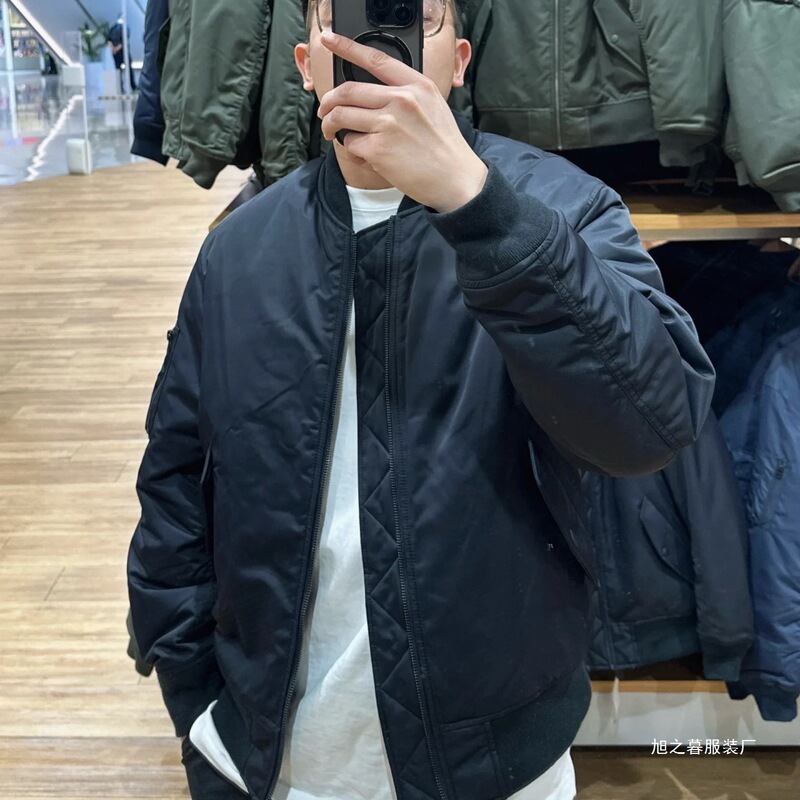 In-Stock 2024 Winter Model Unisex Military-Style Stand-Collar Bomber Jacket Padded Baseball Jacket 470060