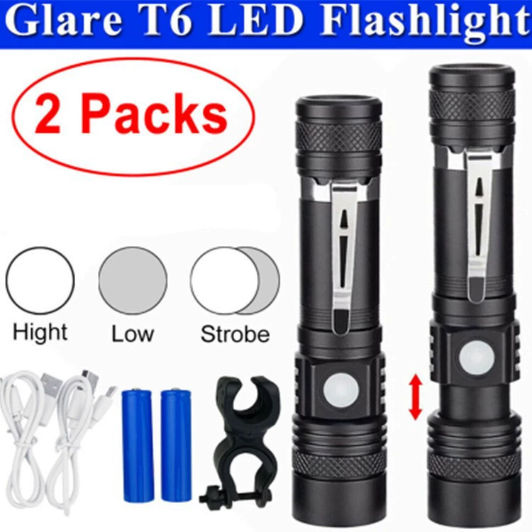 T6 сильный свет мини-фонарик телескопический зум USB зарядка алюминиевого сплава с ручкой водонепроницаемый открытый фонарик