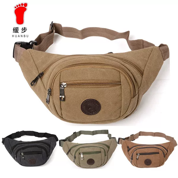 Men's Waist Bag Canvas Chest Bag Men's Running Sports Phone Bag Crossbody Bag Sturdy and Wear-Resistant Business Cashier Bag Wholesale