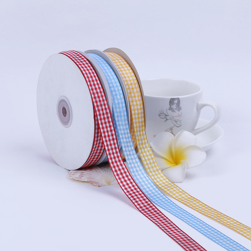 En stock al por mayor Plaid cinta pastoral estilo hecho a mano accesorios para el cabello cinta flor caja de regalo embalaje cinta arco Accesorios