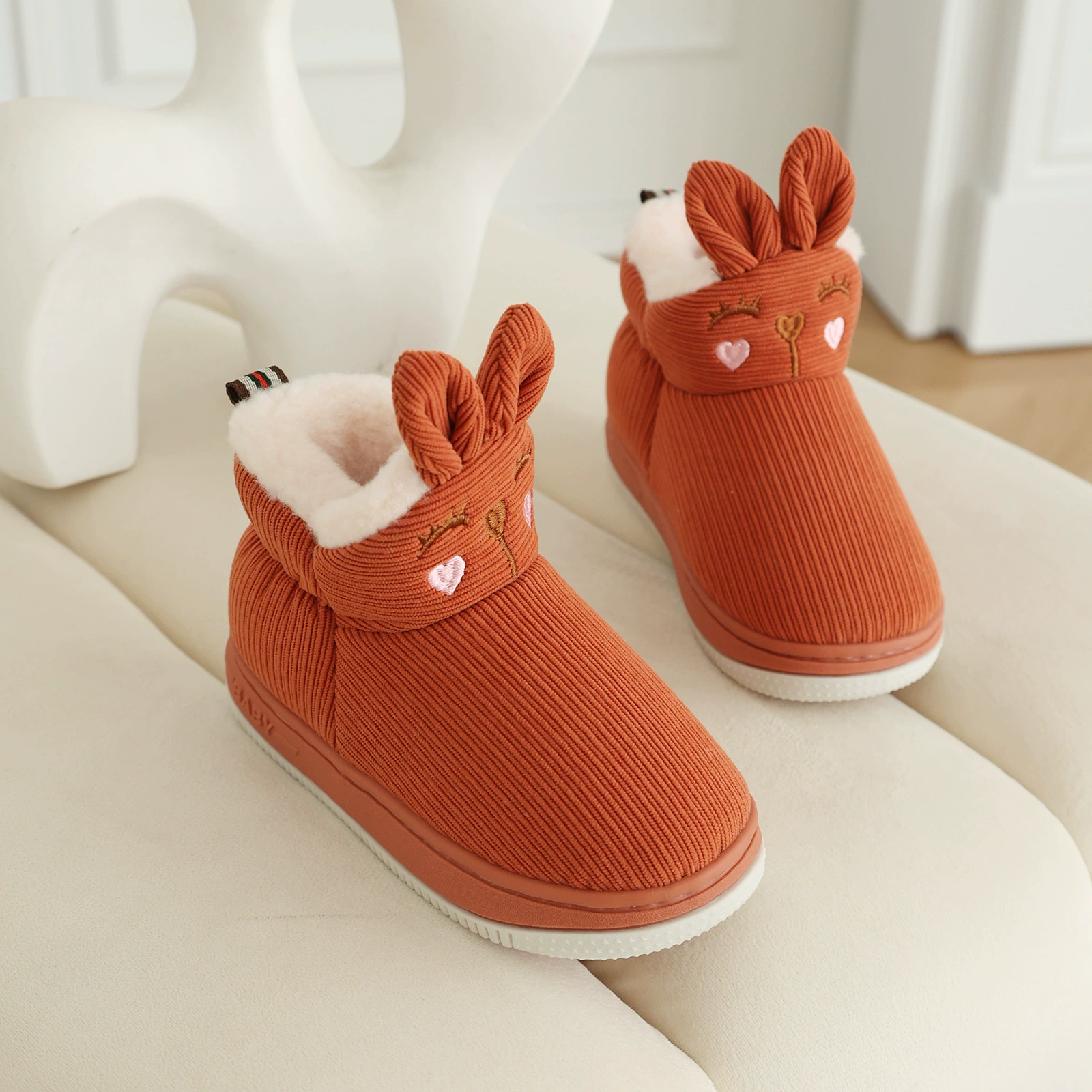 Детские теплые хлопковые тапочки, зимняя домашняя Нескользящая домашняя обувь для мальчиков и девочек, детская большая детская обувь для родителей