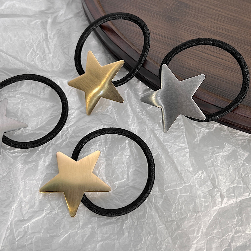 Daily Occasion Alloy Material Simple Golden Silvery Solid Color Pentagram Shape Alloy Hair Tie