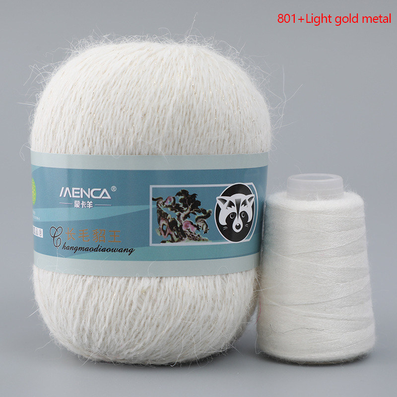 Hilo de lana de visón de lana larga Monopolio de la marca MENCA Hilo de lana de conejo de Angora Hilo de punto hecho a mano de 2 hilos