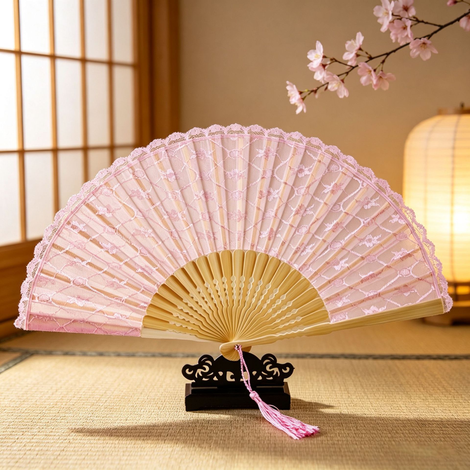 Abanico plegable de encaje estilo princesa antiguo, abanico artesanal de estilo japonés, abanico de danza de estilo chino, abanico de bambú al por mayor image 3