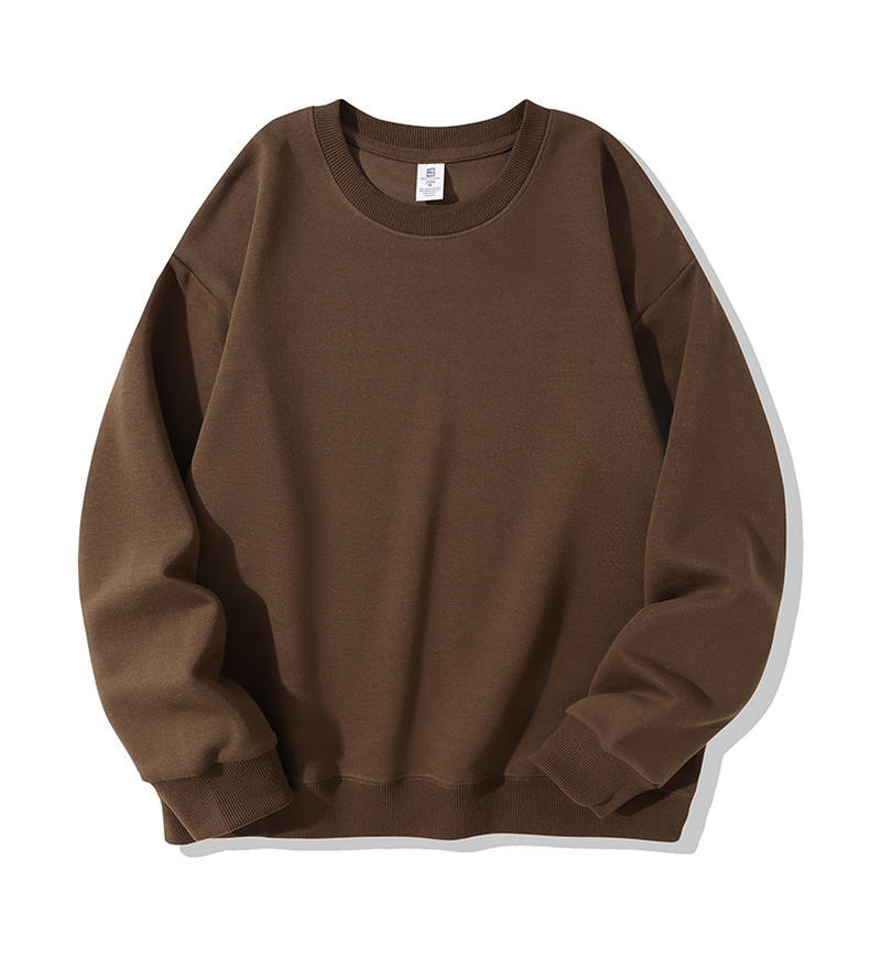 Hua algodón tejido liso de doble cara, hombros cómodos, cuello redondo, suéter de manga larga, camisa publicitaria, ropa de trabajo grupal, logotipo personalizado