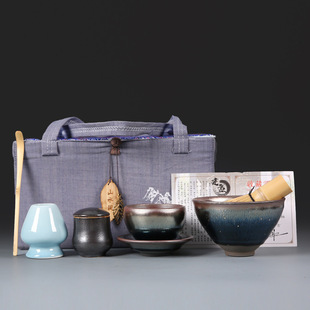 Menghualu same style tea hundred operas Song Dynasty tea ordering matcha tools Jianzhan tea cup tea cup utensils tea set suit portable