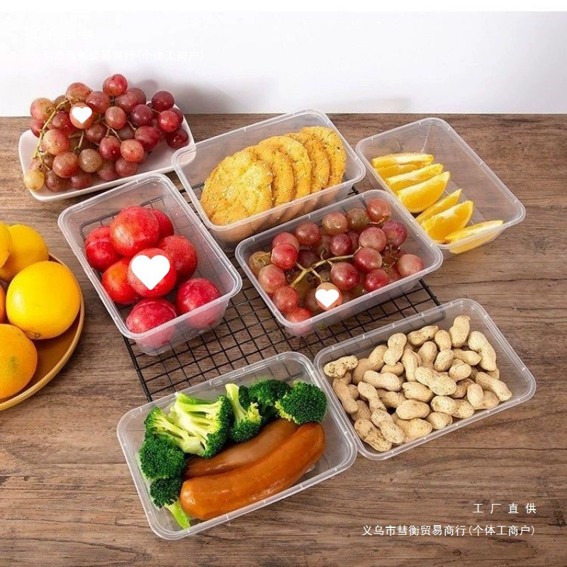 Disposable long square pack box thick transparent high -temperature microwave takeaway packing box fresh -keeping box with lid