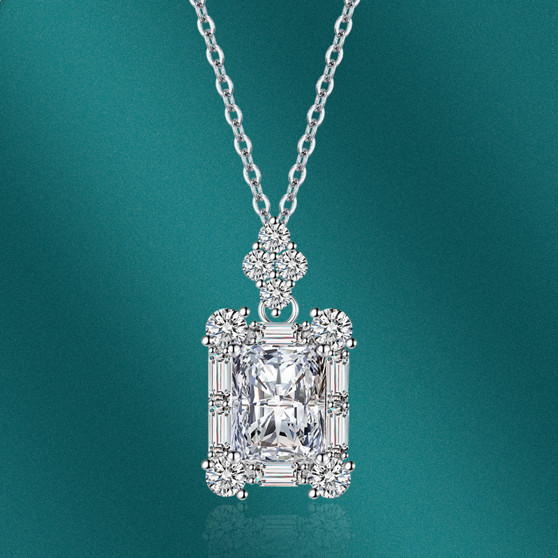 Fashion Square Copper Plating Inlay Zircon Pendant Necklace 1 Piece