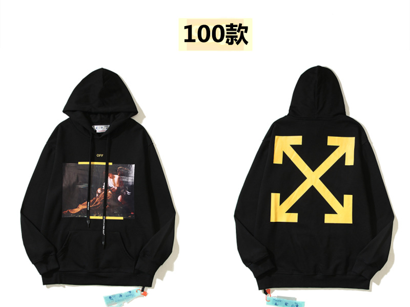 Marca de moda offwhite graffiti religioso pintura al óleo impresión de flecha hombre y mujer suelta OW pareja alta calle hoodie abrigo
