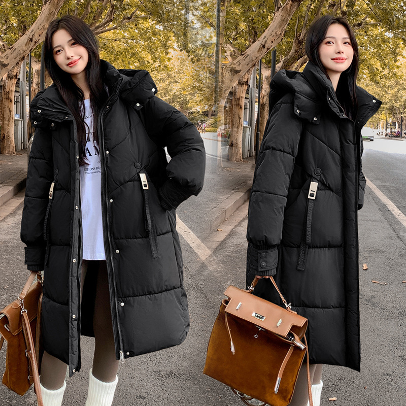 羽绒棉服女中长款2025新款冬季韩版宽松连帽休闲加厚保暖棉衣棉袄|undefined
