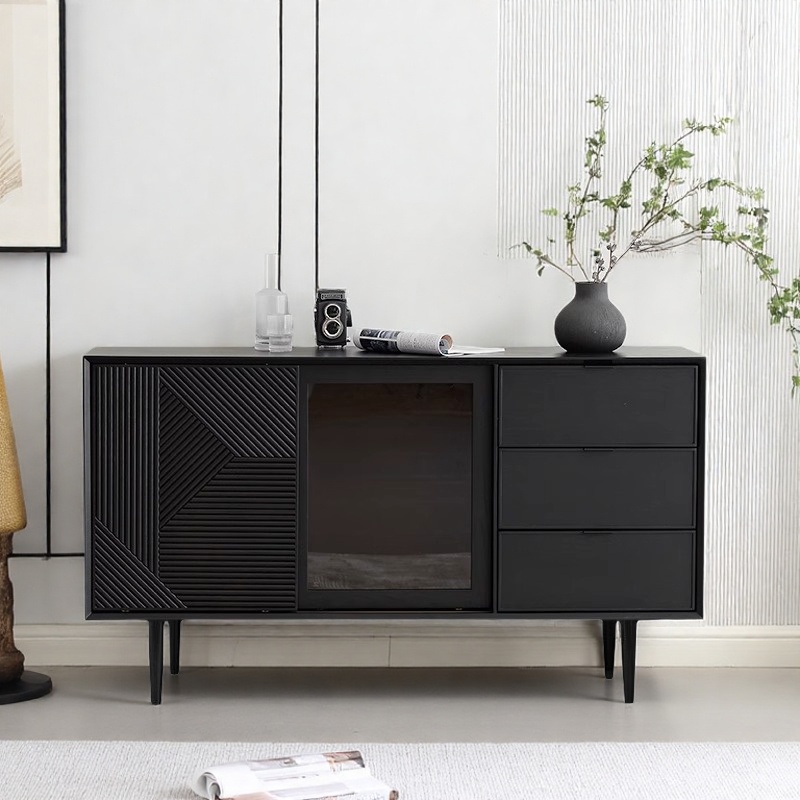 ✅ Nordic Sideboard Modern Minimalist Light Luxury Tea Cabinet Living Room Storage Cabinet Home Kitchen Black Storage Cabinet