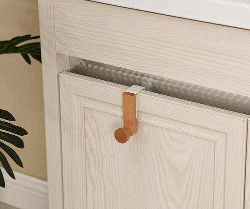 Japanese door hooks home iron cabinet door hooks metal wardrobe partition hooks iron-wood combination hooks