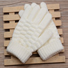 Gloves, winter knitted fleece non-slip keep warm fashionable set, increased thickness, wholesale