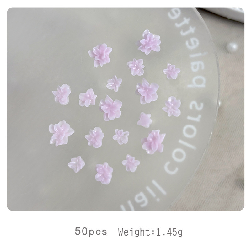 新款软雕花美甲饰品大小混装ins国风立体粉白蓝紫色花朵diy指甲钻|undefined