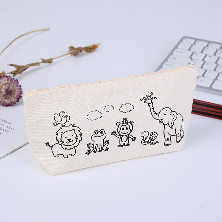 创意大容量棉布笔袋定 做学生男女文具盒帆布收纳笔袋铅笔盒批发