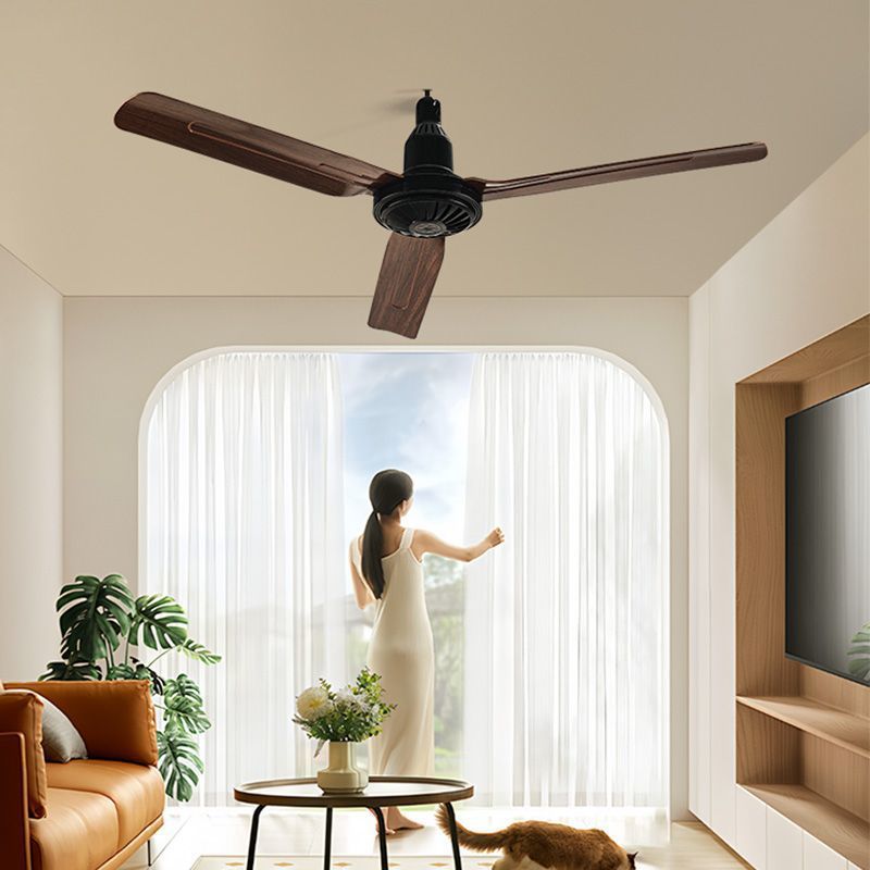 New Mid-Century Style Wood Grain Fan Silent Ceiling Fan American Retro Restaurant Office Living Room Ceiling Electric Fan