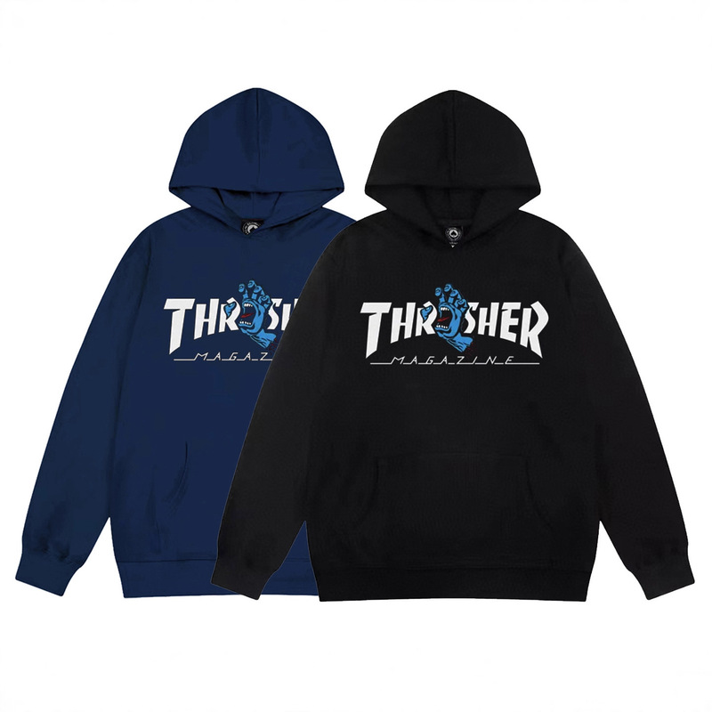Thrasher Flame Hooded Sweatshirt Unisex Pullover Jacket Versatile Loose Sports Long-Sleeve