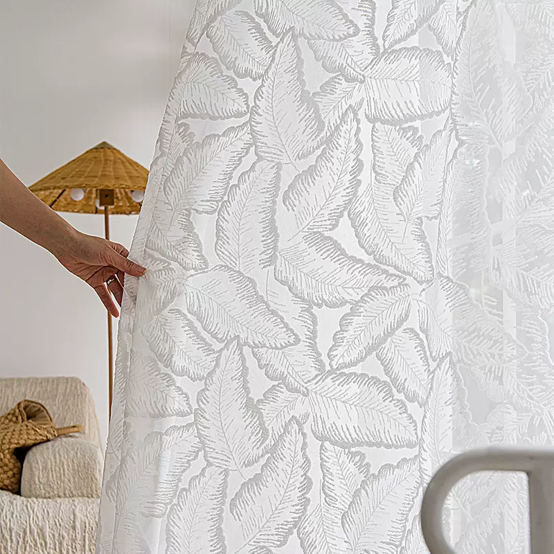 法式白纱透光不透人丝绒纱窗纱阳台客厅飘窗纱帘窗帘成品柯桥批发