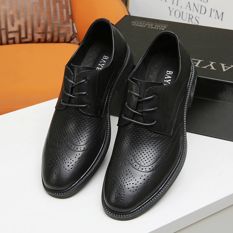 Broken size special price punched business leather with straps, block carved work men's shoes_voghion.com