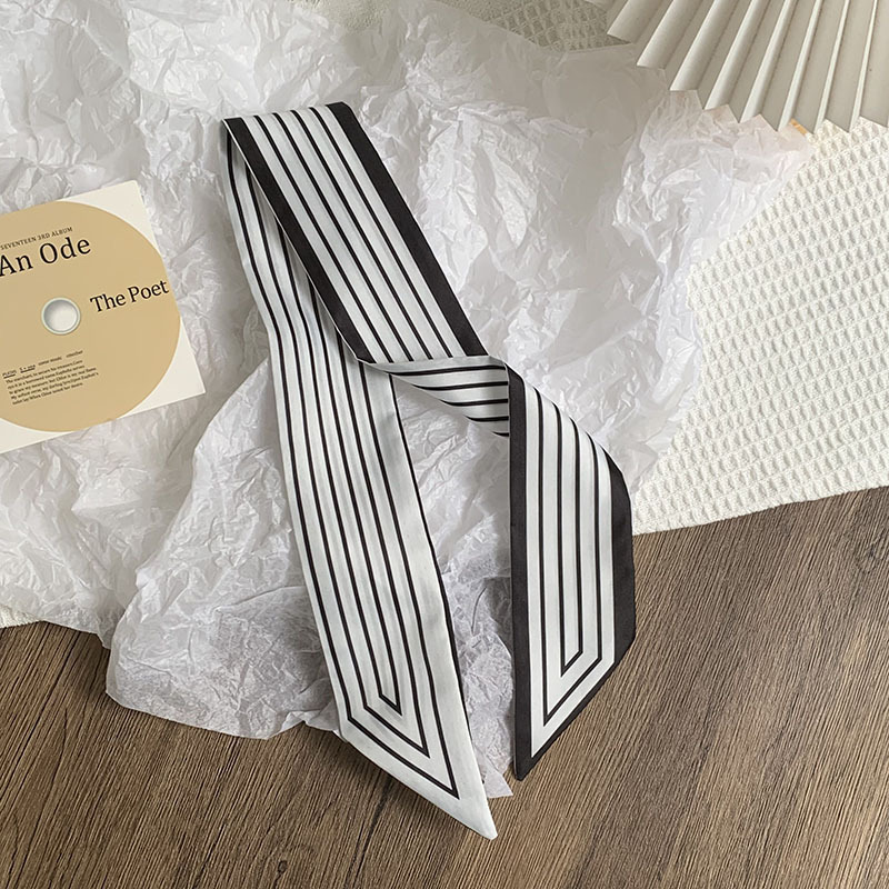 Bufanda de seda, banda larga, sensación de alta calidad, serpentina de rayas verticales de doble cara, bufanda de todo fósforo, diadema, cinturón decorativo, cinturón, cinta