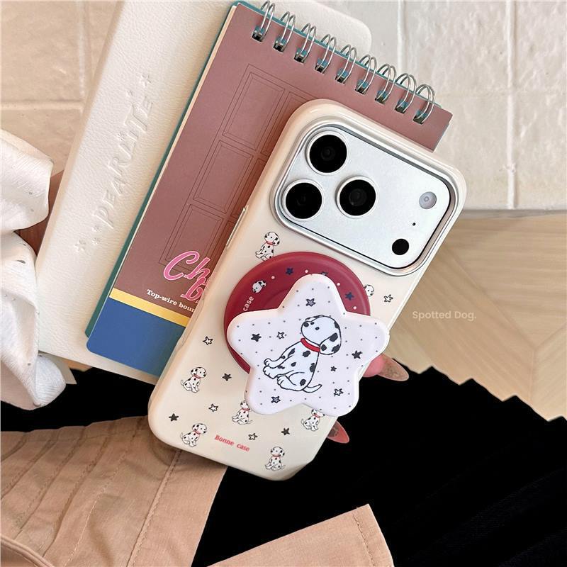 Spotted puppy magnetic stand suitable for iPhone 17, iPhone 17 Pro Max, iPhone 16, cute iPhone 15 soft case, personalized iPhone 13 Spotted puppy magnetic stand suitable for iPhone 17, iPhone 17 Pro Max, iPhone 16, cute iPhone 15 soft case, personalized iPhone 13