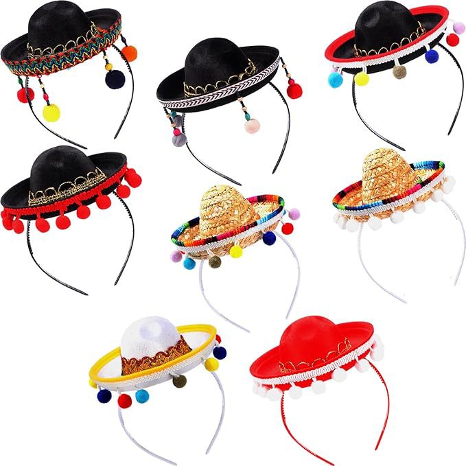Carnaval adulto niño sombrero mexicano bandas de pelo pequeño sombrero fiesta mini sombrero mexicano