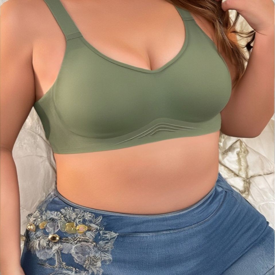 Sujetador deportivo popular transfronterizo con soporte suave para bustos grandes, inalámbrico, antideslizante, sin costuras, ajustable, que hace que los bustos grandes se vean más pequeños.