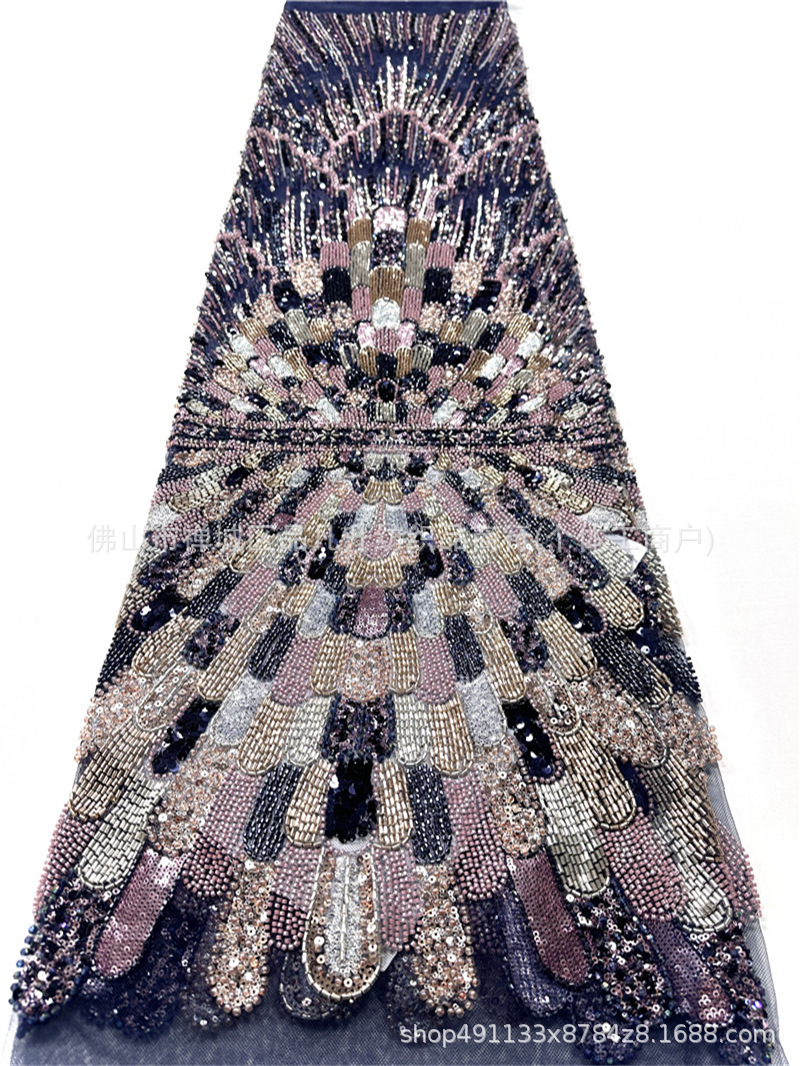 Fan radiante anchoa bordada tela de malla alfombra roja delgada desfile ligera cena alta tela de vestido image 11