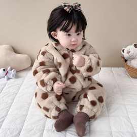 网红婴儿冬装搞怪保暖爬服连体衣男女宝宝加绒加厚外出服冬装