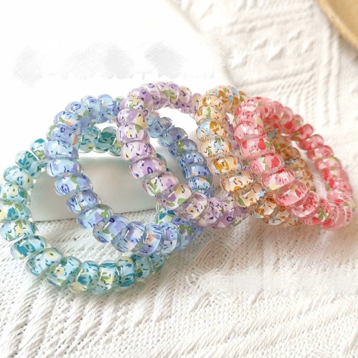 Проволока для волос Telephone Coil Hair Rope (П ponytail) — матовая и прозрачная, корейский простой элегантный, ассорти цветов