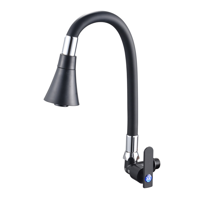 Foreign Trade Black Universal Horizontal Single Cold Faucet Two-Speed In-Wall Kitchen Faucet Wall-Mounted Multi-Function Faucet