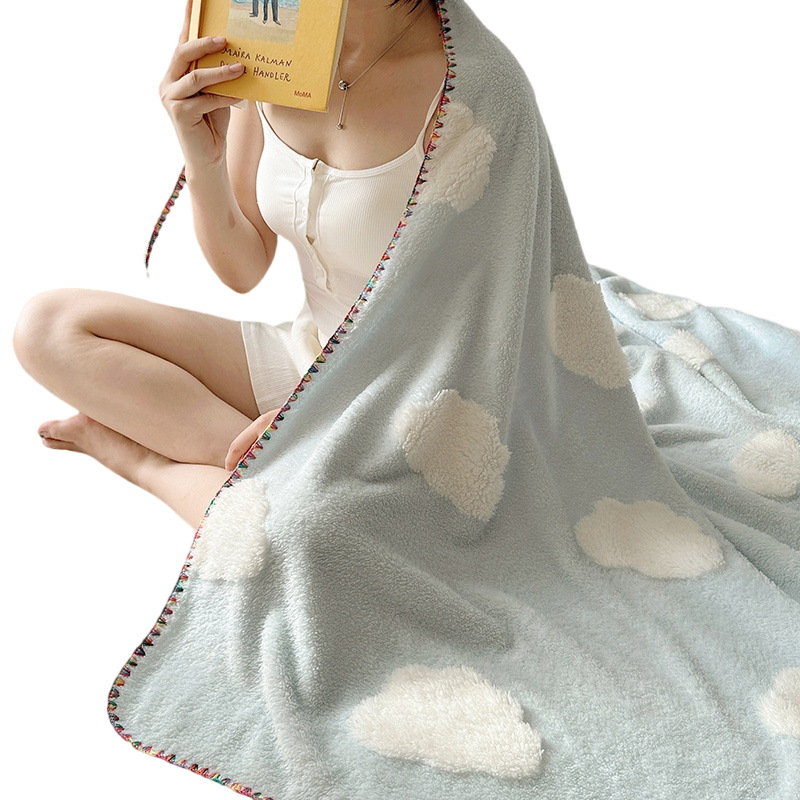 フレンチレトロプラスフリースブランケットコーラルミルクベルベット夏厚みのあるオフィス昼寝ソファ小さなブランケットカバーブランケット|undefined