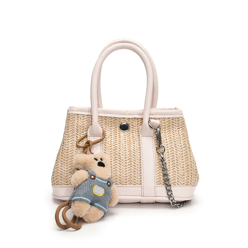 2025 verano nuevo bolso bolso de paja portátil de moda versátil para mujer