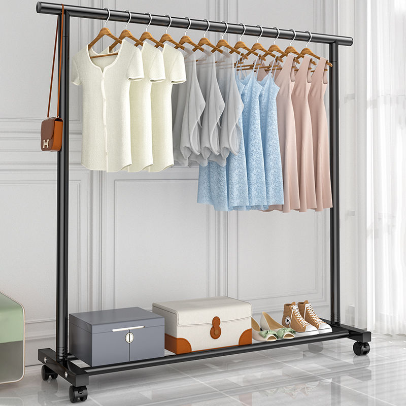 Drying Rack Floor Household Bedroom Clothes Hanging Folding Single Pole Simple Indoor Dormitory Mobile Drying Coat Rack