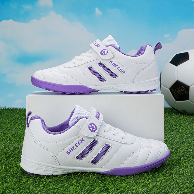 Autumn New Children's Football Shoes for Girls, Turf Training Breathable Non-Slip Velcro Sneakers, Outdoor Soccer Shoes