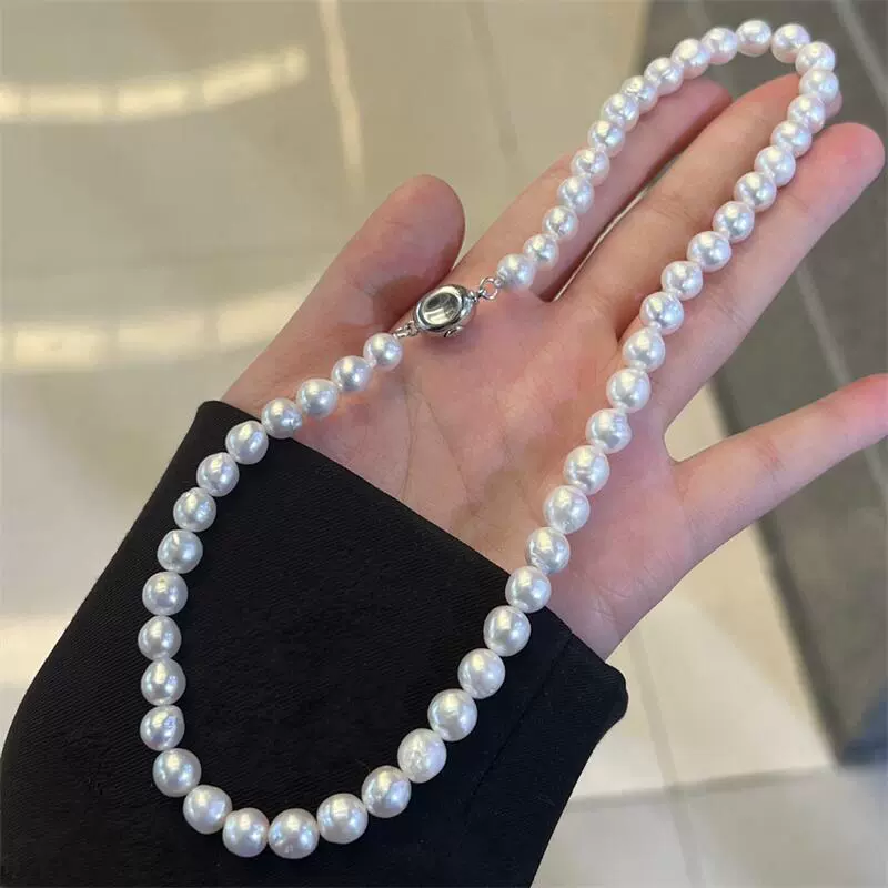 诸暨珍珠巴洛克淡水珍珠项链微瑕强光S925扣母亲节高级感项链