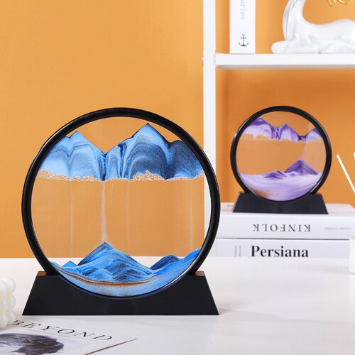 Creative light luxury 3D three-dimensional quicksand painting glass hourglass living room entrance home decoration office desktop decoration